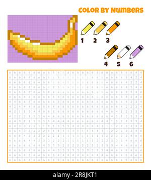 Color by numbers. Coloring book for kids.Pixel art Stock Vector