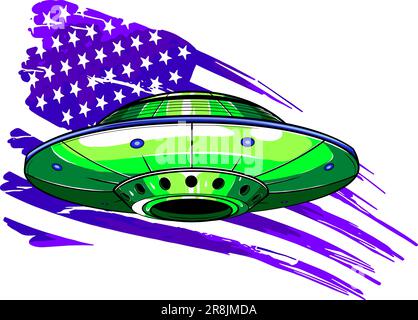 ufo with usa flag in backgrond vector Stock Vector
