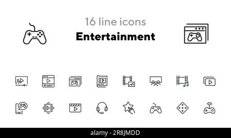 Entertainment line icon set Stock Vector