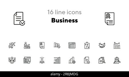 Business line icon set Stock Vector