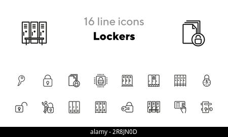 Lockers line icon set Stock Vector