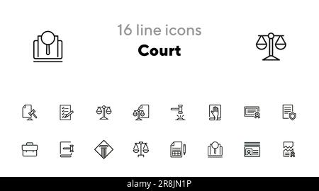 Court line icon set Stock Vector