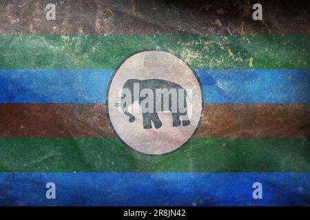 retro flag of Nilo Saharan peoples Acholi people with grunge texture. flag representing ethnic group or culture, regional authorities. no flagpole. Pl Stock Photo