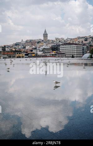 June 20, 2023, Istanbul, Istanbul, Turkey: Galata Tower seen from the rooftop. The Italian architect Renzo Piano attended the inauguration ceremony of the new building of Istanbul Modern Museum, on Karakoy waterfront. In a press conference, the Chair of Istanbul Modern, Oya Eczacibasi and Renzo Piano, the designer of the building, presented the concept and vision of the Museum, while a guided tour introduced to spaces and collections of Turkish contemporary artists and photographers. (Credit Image: © Valeria Ferraro/SOPA Images via ZUMA Press Wire) EDITORIAL USAGE ONLY! Not for Commercial USAG Stock Photo
