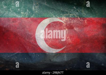 retro flag of Nilo Saharan peoples Fur people with grunge texture. flag representing ethnic group or culture, regional authorities. no flagpole. Plane Stock Photo