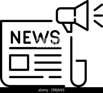 Breaking news. Folded newspaper and megaphone. Pixel perfect icon Stock Vector