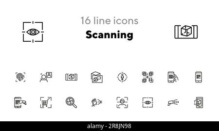 Scanning line icon set Stock Vector