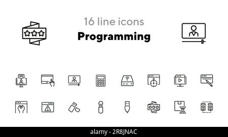 Programming line icon set Stock Vector