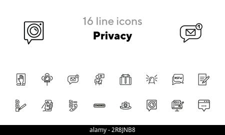 Privacy line icon set Stock Vector
