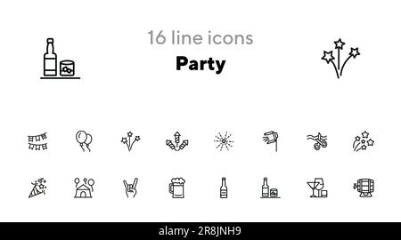 Party line icon set Stock Vector