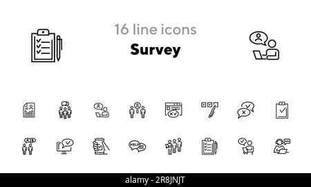 Survey line icon set Stock Vector
