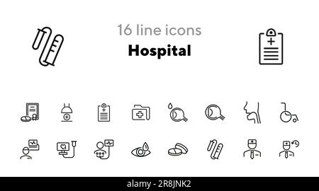 Hospital line icon set Stock Vector