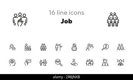 Job line icon set Stock Vector
