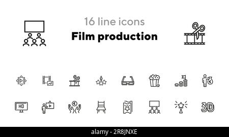Film production line icon set Stock Vector