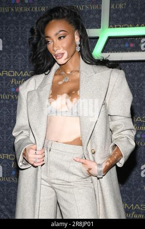 New York, USA. 21st June, 2023. Model Winnie Harlow attends the launch of Aroma360 Perfume and Body Collection at Buddha-Bar, New York, NY, June 21, 2023. (Photo by Anthony Behar/Sipa USA) Credit: Sipa USA/Alamy Live News Stock Photo
