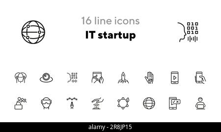 IT startup line icon set Stock Vector