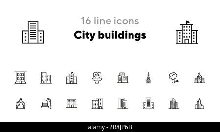 Buildings icon set, symbol. Architecture, city concept Stock Vector ...