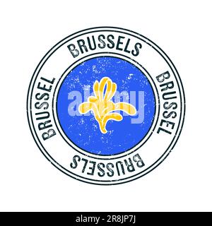 Brussels, Capital Region vector grunge rubber stamp over white background Stock Vector