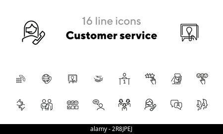 Customer service line icon set Stock Vector