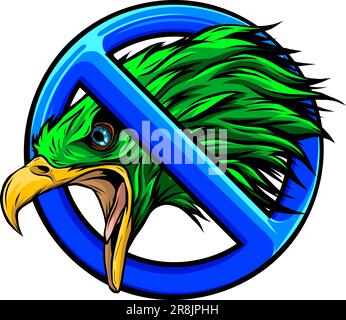 Flat icon with crossed out silhouette of the bird on white background Stock Vector