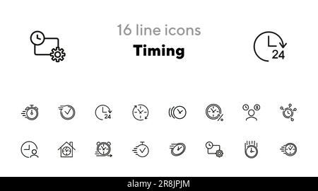 Timing line icon set Stock Vector
