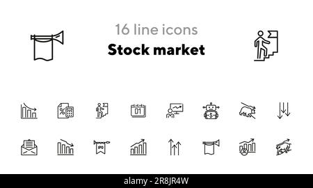 Stock market line icon set Stock Vector