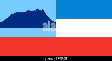 Top view of flag Sabah Malaysia. Malaysian travel and patriot concept. no flagpole. Plane layout, design. Flag background Stock Photo