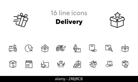 Delivery line icon set Stock Vector