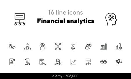 Financial analytics line icon set Stock Vector