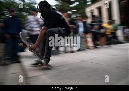 Bogota, Colombia. 21st June, 2023. Skaters take part during the international world skateboarding day 'Go Skateboarding Day' in Bogota, Colombia, June 21, 2023. Photo by: Chepa Beltran/Long Visual Press Credit: Long Visual Press/Alamy Live News Stock Photo