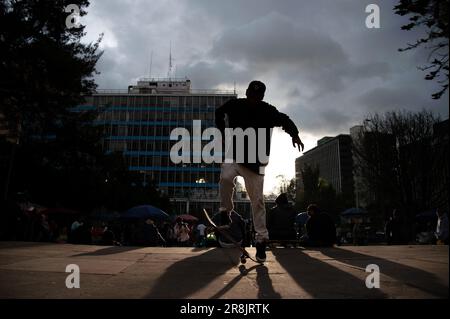 Bogota, Colombia. 21st June, 2023. Skaters take part during the international world skateboarding day 'Go Skateboarding Day' in Bogota, Colombia, June 21, 2023. Photo by: Chepa Beltran/Long Visual Press Credit: Long Visual Press/Alamy Live News Stock Photo