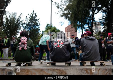 Bogota, Colombia. 21st June, 2023. Skaters take part during the international world skateboarding day 'Go Skateboarding Day' in Bogota, Colombia, June 21, 2023. Photo by: Chepa Beltran/Long Visual Press Credit: Long Visual Press/Alamy Live News Stock Photo