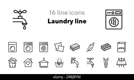 Laundry line icons Stock Vector
