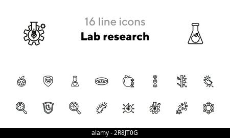 Lab research line icon set Stock Vector