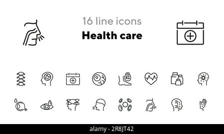 Health care line icon set Stock Vector