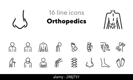 Orthopedics line icon set Stock Vector