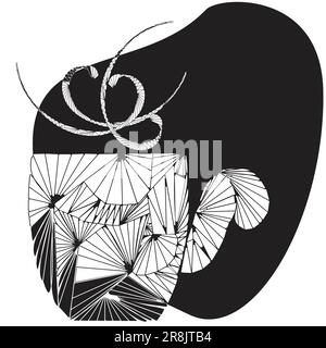 Monochrome cup logo line art; Black and white mug for tea, coffe advertisements; Stock Vector