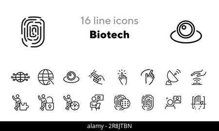 Biotech line icon set Stock Vector