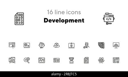 Development line icon set Stock Vector