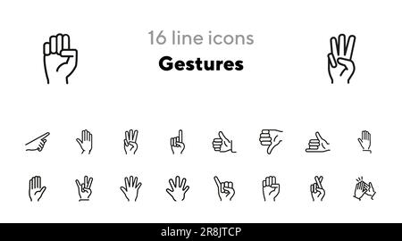 Gestures line icon set Stock Vector