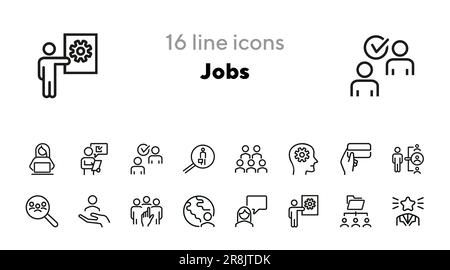 Jobs line icon set Stock Vector