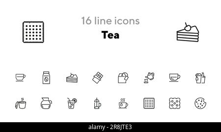 Tea line icon set Stock Vector