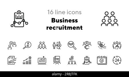 Business recruitment line icon set Stock Vector