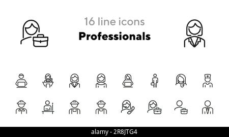 Professionals line icon set Stock Vector