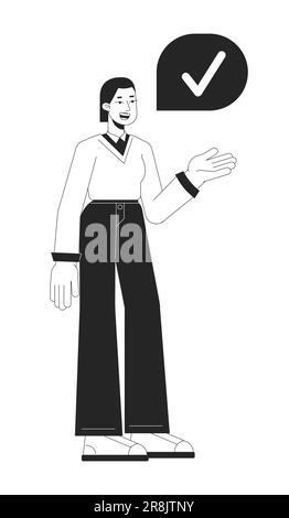 Businesswoman consent bw concept vector spot illustration Stock Vector