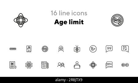 Age limit line icon set Stock Vector