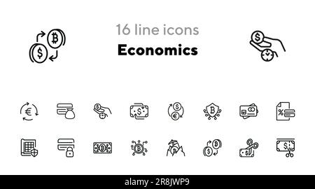 Economics line icon set Stock Vector