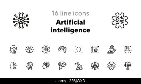 Artificial Intelligence Icon Set Isolated On A White Background. Vector ...