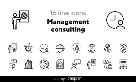 Management consulting line icon set Stock Vector