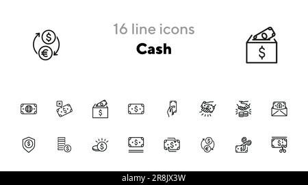 Cash line icon set Stock Vector